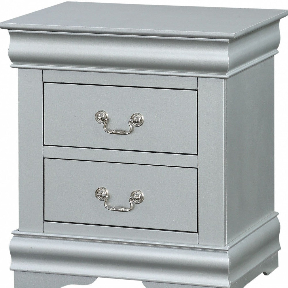 24" Platinum Two Drawers Nightstand