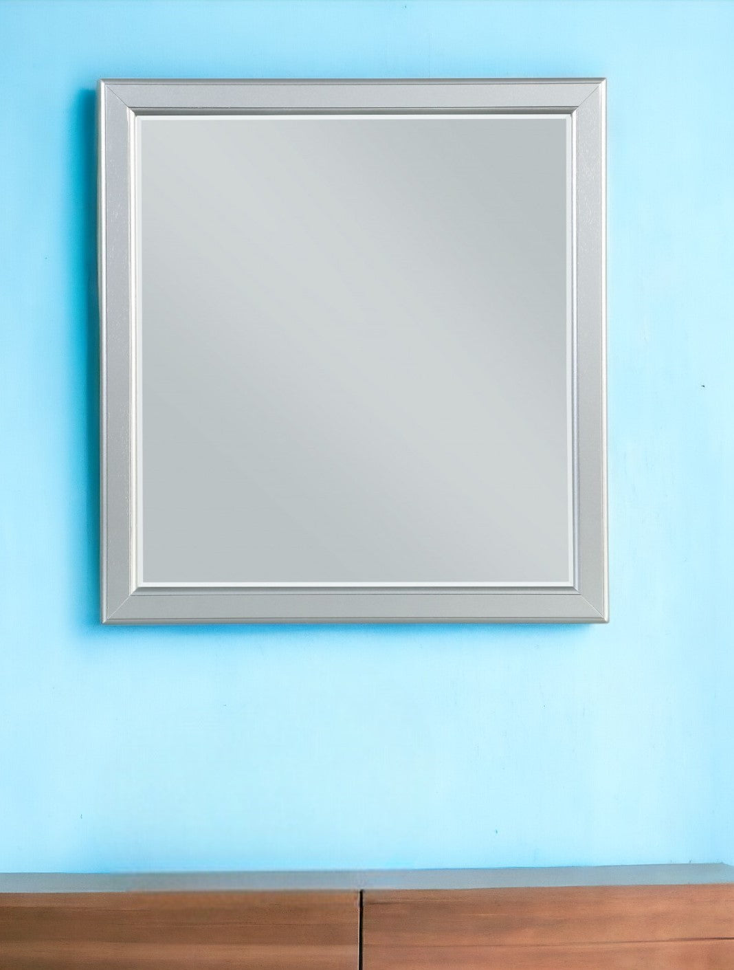 Simple Platinum Wooden Mirror