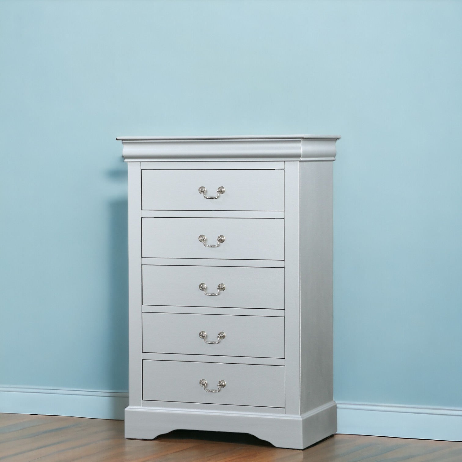 15" White Solid Wood Five Drawer Lingerie Chest