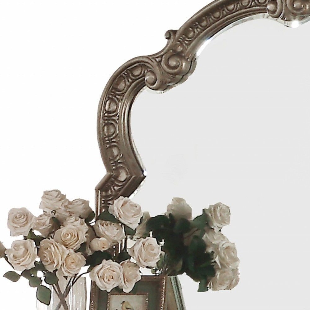 Antique Champagne Finish Baroque Style Wall Mirror