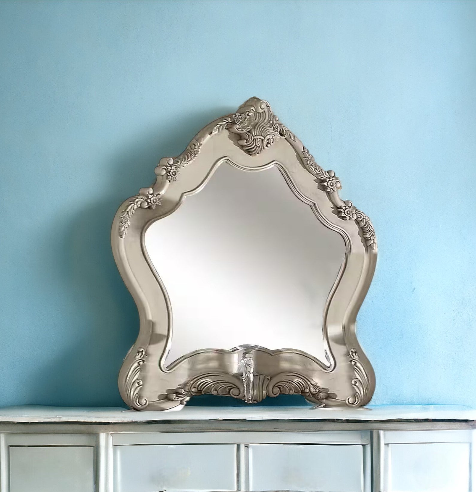 Simple Platinum Wooden Mirror