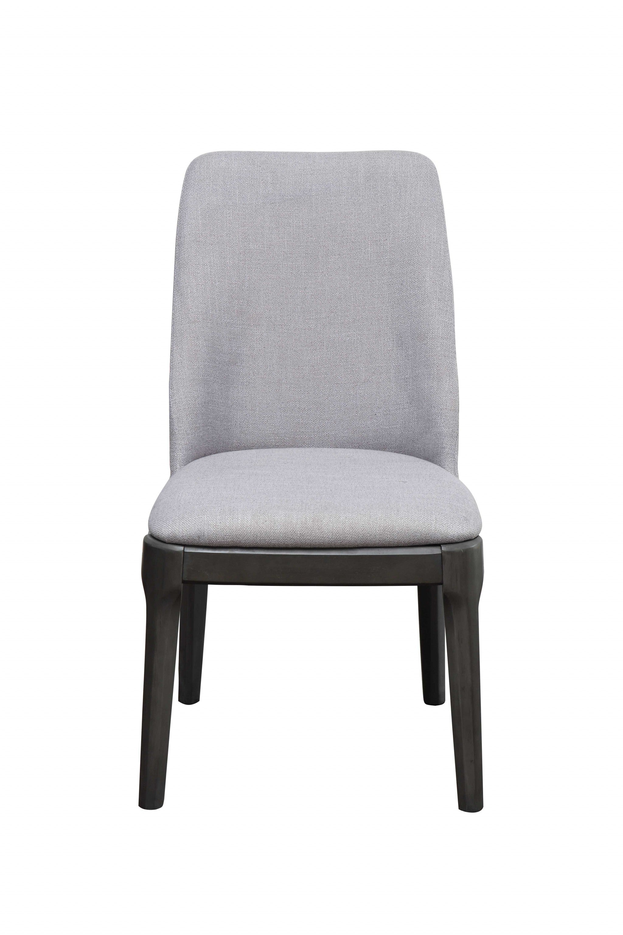 Set of Two Light Gray And Gray Upholstered Linen Dining Side Chairs