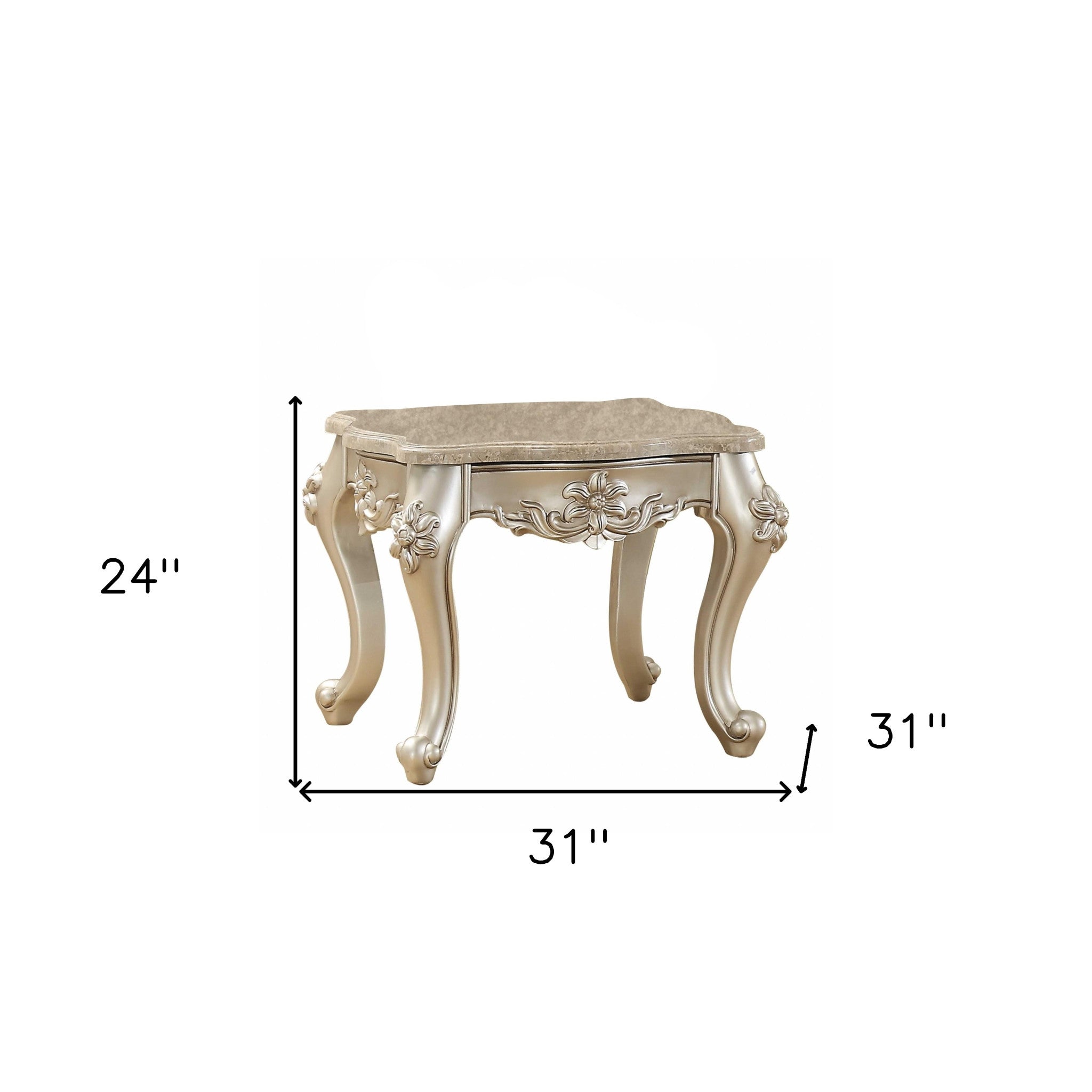 24" Cherry Oak Faux Marble Square End Table