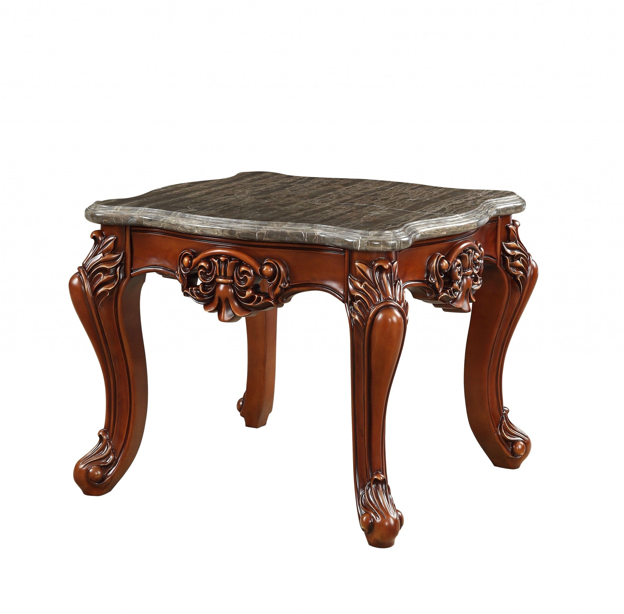 25" Walnut Faux Marble Square End Table