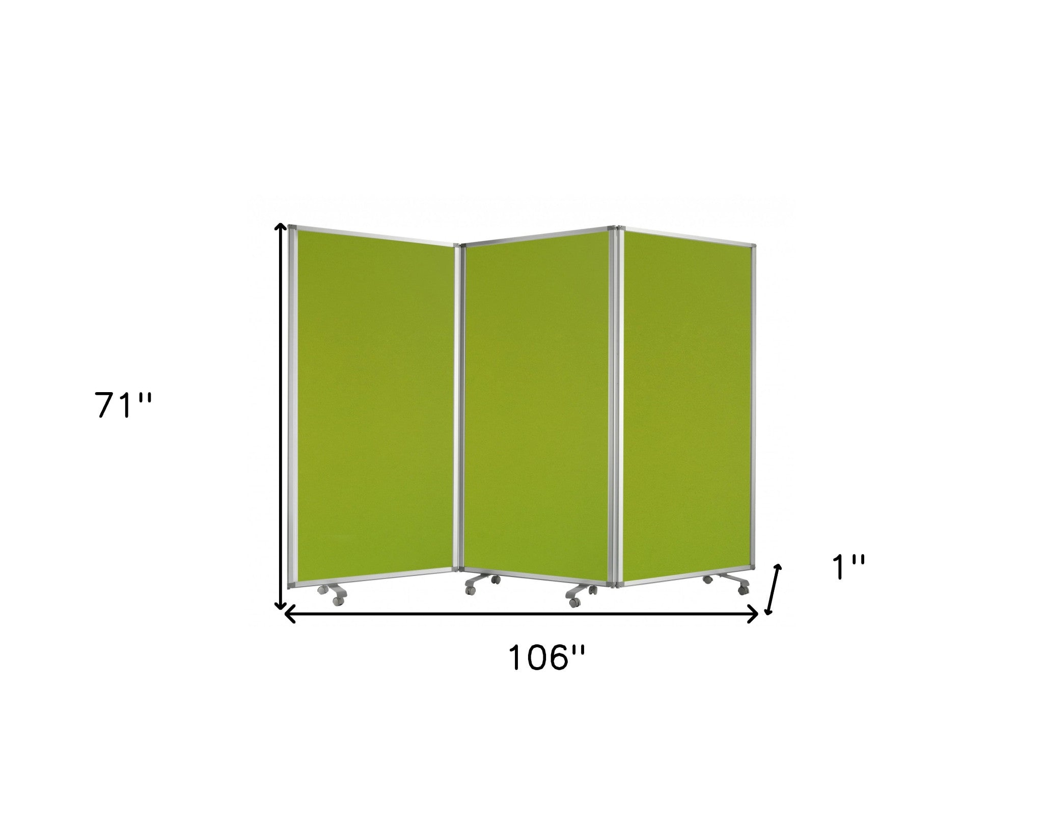 Green Rolling Three Panel Room Divider Screen