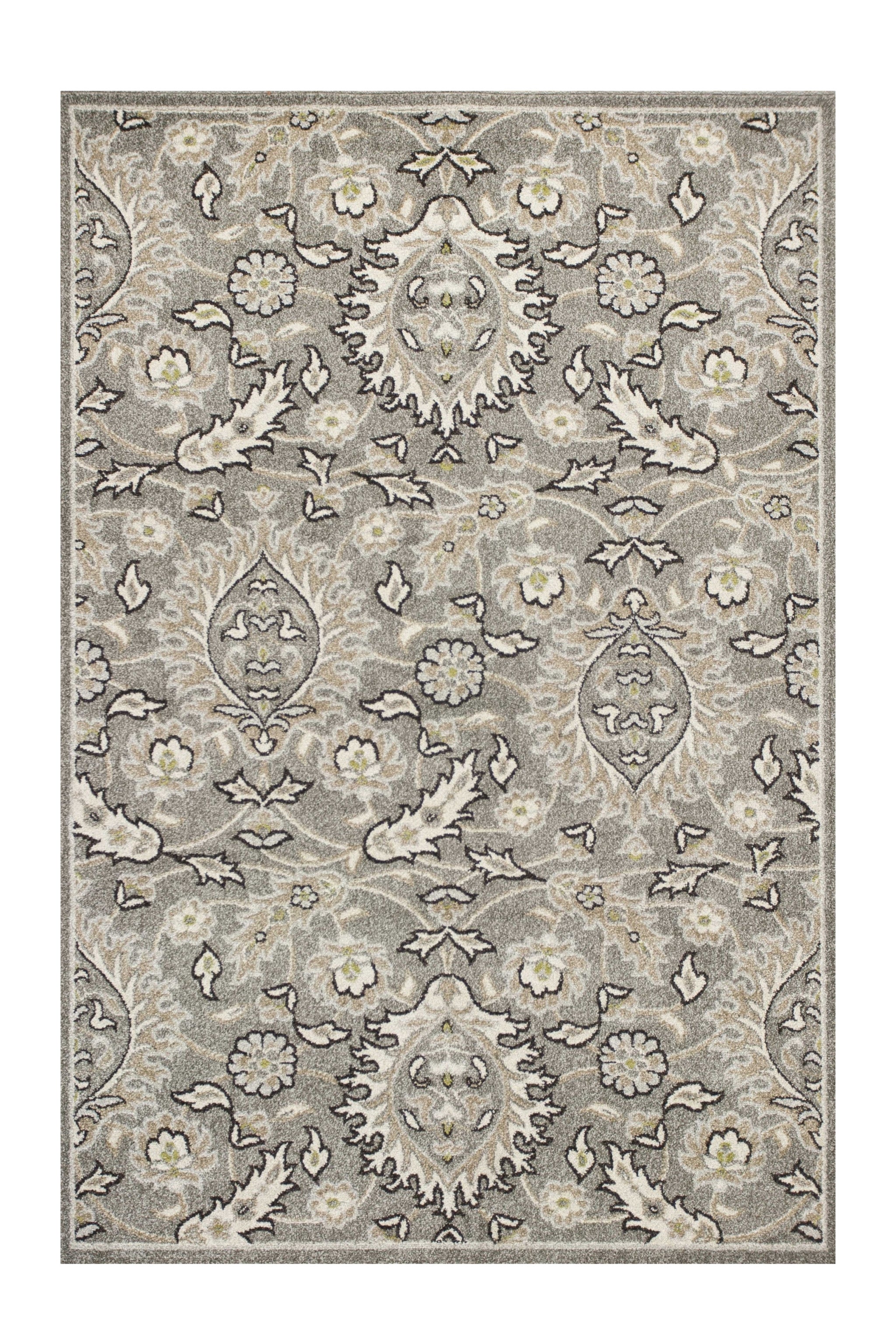 8'X11' Grey Machine Woven Uv Treated Floral Traditional Indoor Outdoor Area Rug