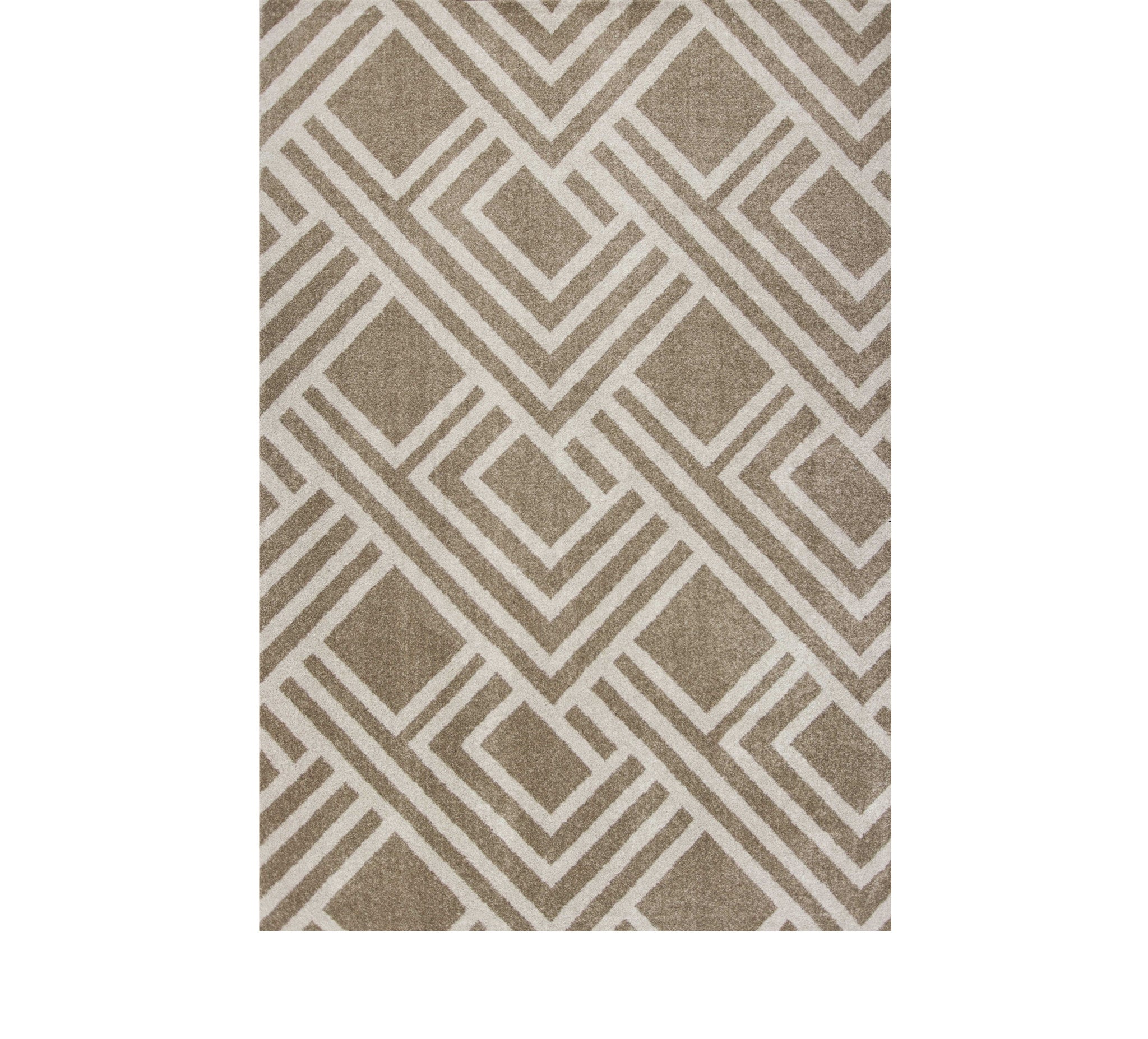 5'X8' Beige Machine Woven Uv Treated Geometric Indoor Outdoor Area Rug