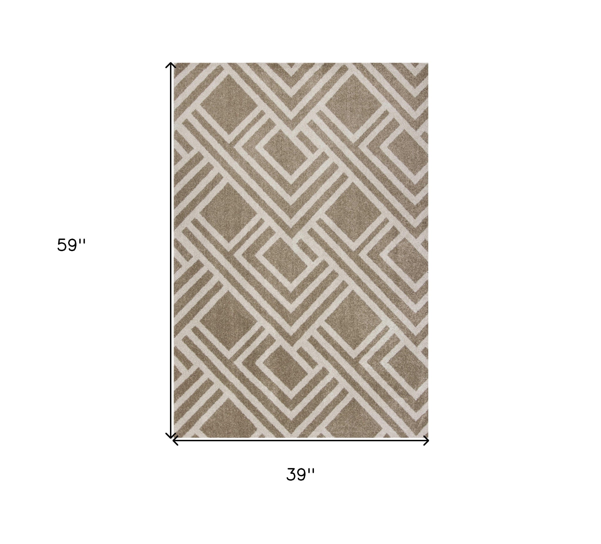 5'X8' Beige Machine Woven Uv Treated Geometric Indoor Outdoor Area Rug