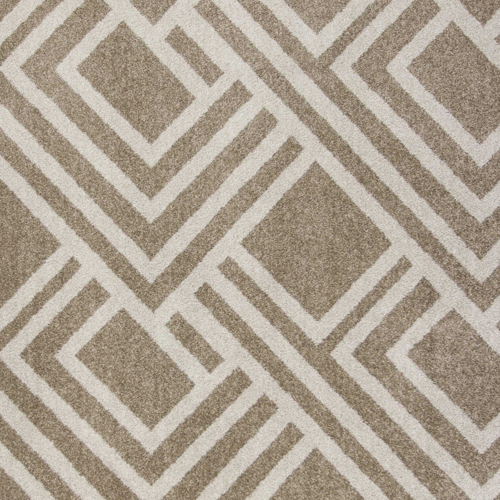 5'X8' Beige Machine Woven Uv Treated Geometric Indoor Outdoor Area Rug