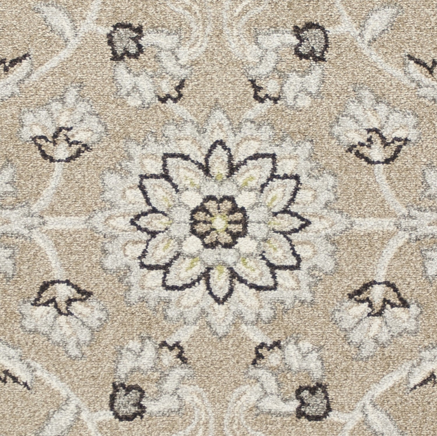 5'X8' Beige Grey Machine Woven Uv Treated Floral Traditional Indoor Outdoor Area Rug