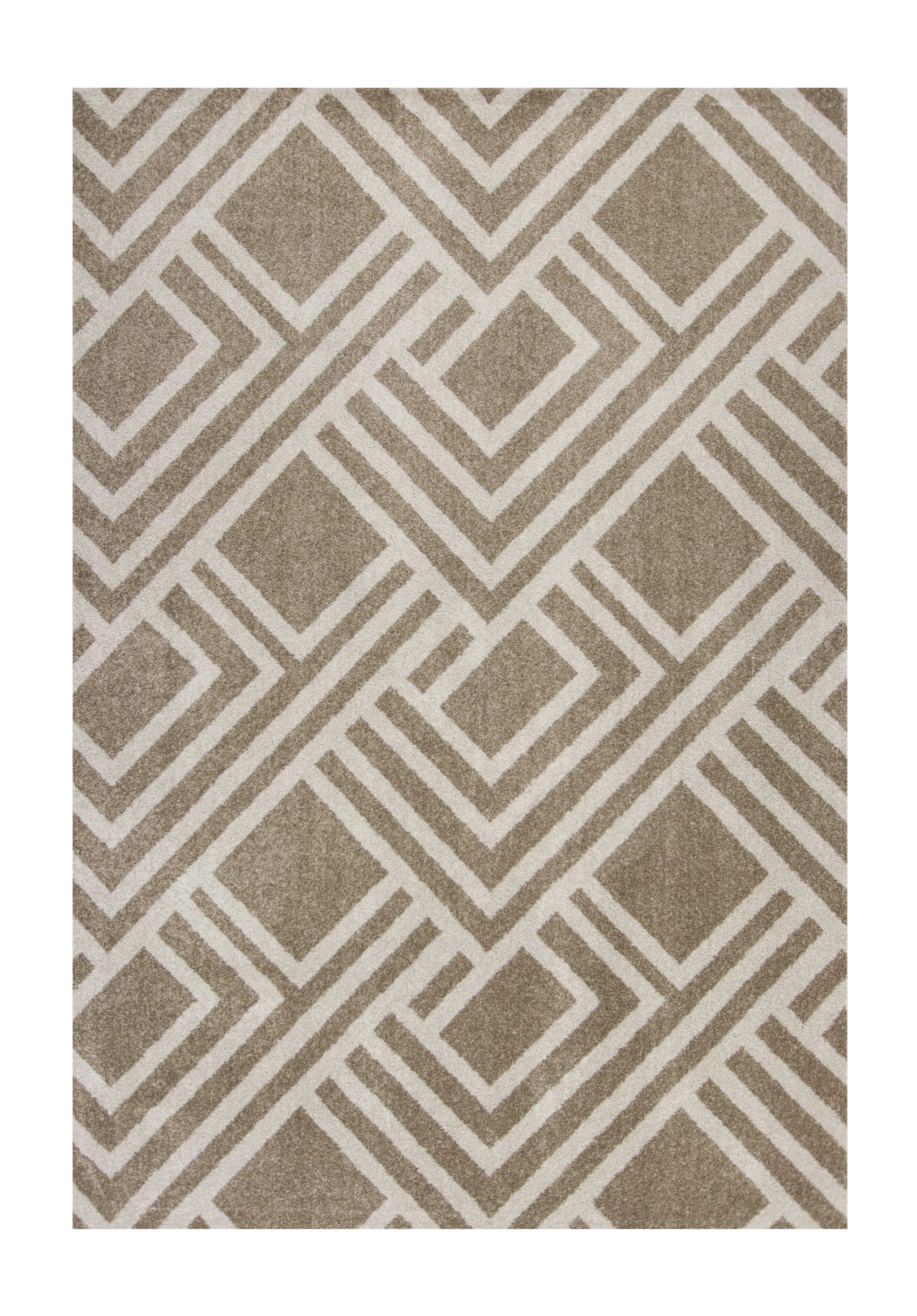 5'X8' Beige Machine Woven Uv Treated Geometric Indoor Outdoor Area Rug