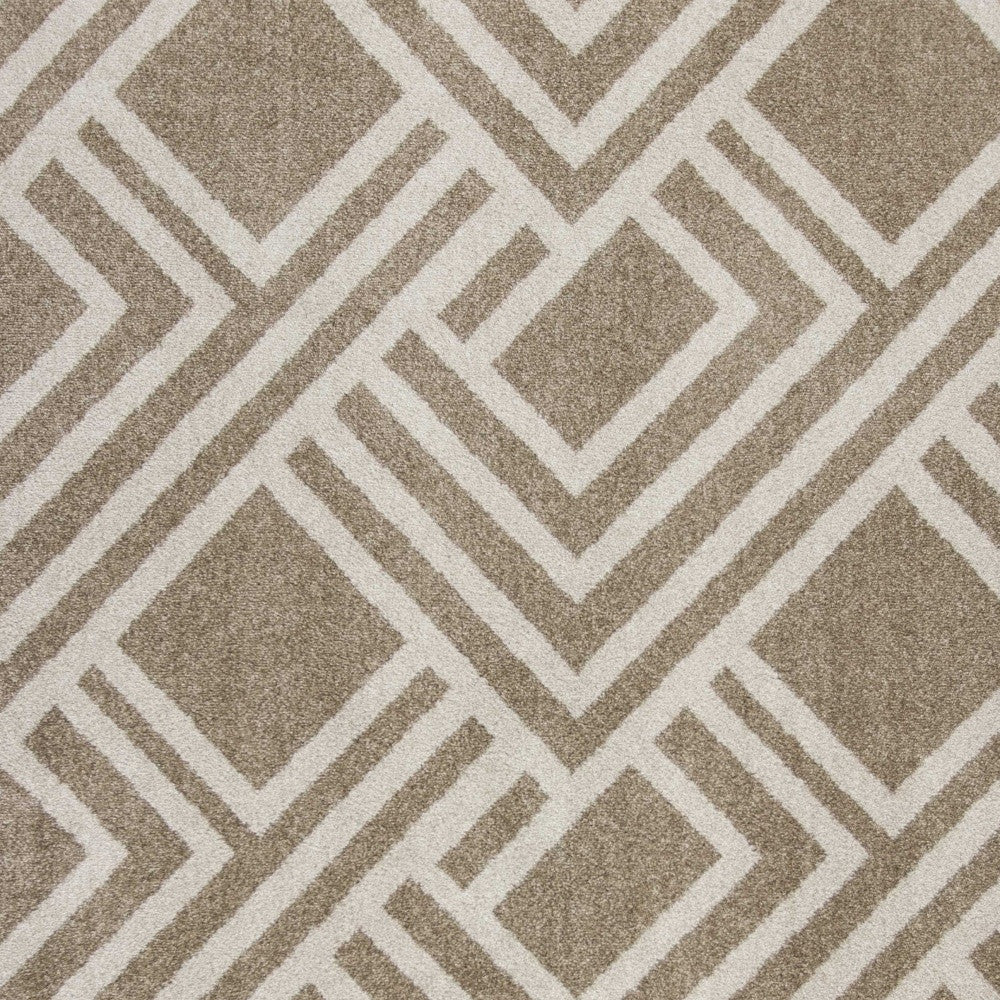 5'X8' Beige Machine Woven Uv Treated Geometric Indoor Outdoor Area Rug