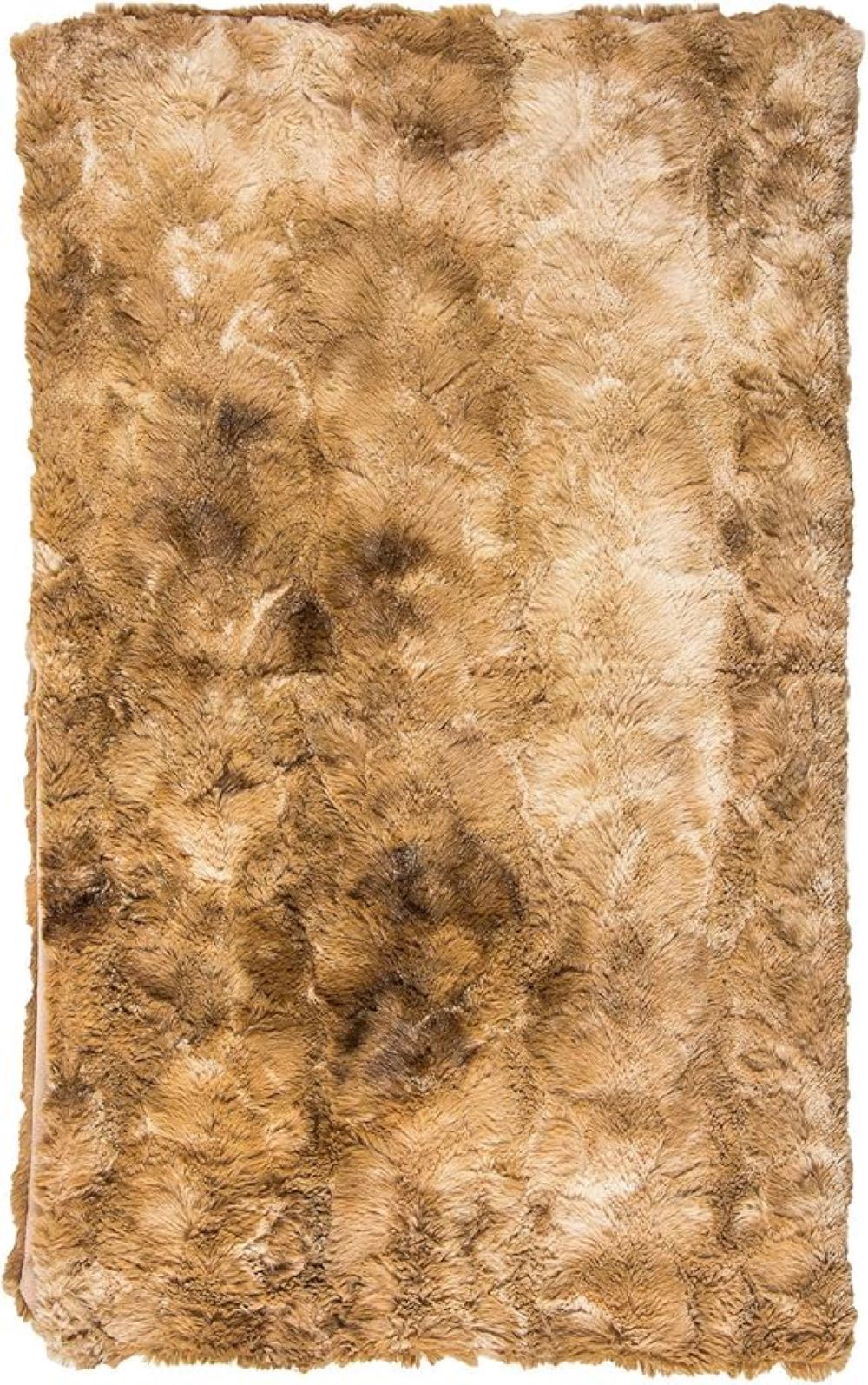 50" X 70" Taupe and Ivory Faux Fur Plush Throw Blanket