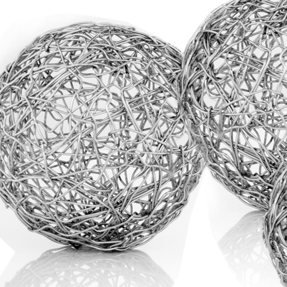 3" X 3" X 3" Shiny Nickel Silver Wire Spheres Box Of 3