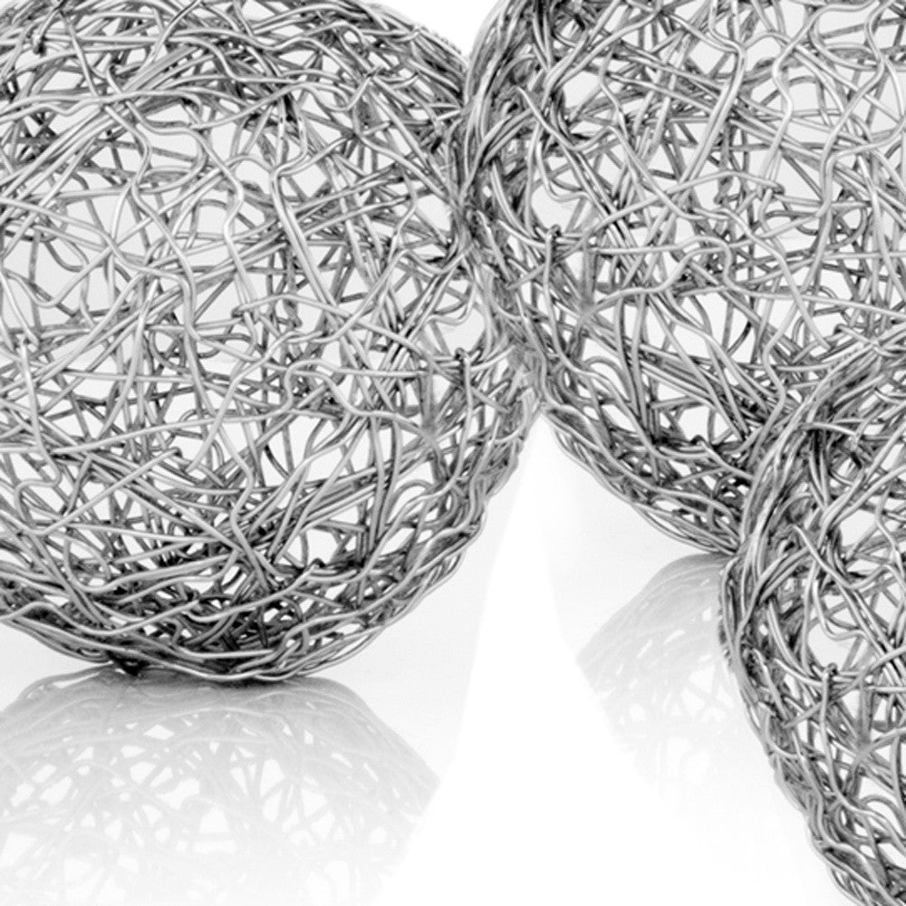 3" X 3" X 3" Shiny Nickel Silver Wire Spheres Box Of 3