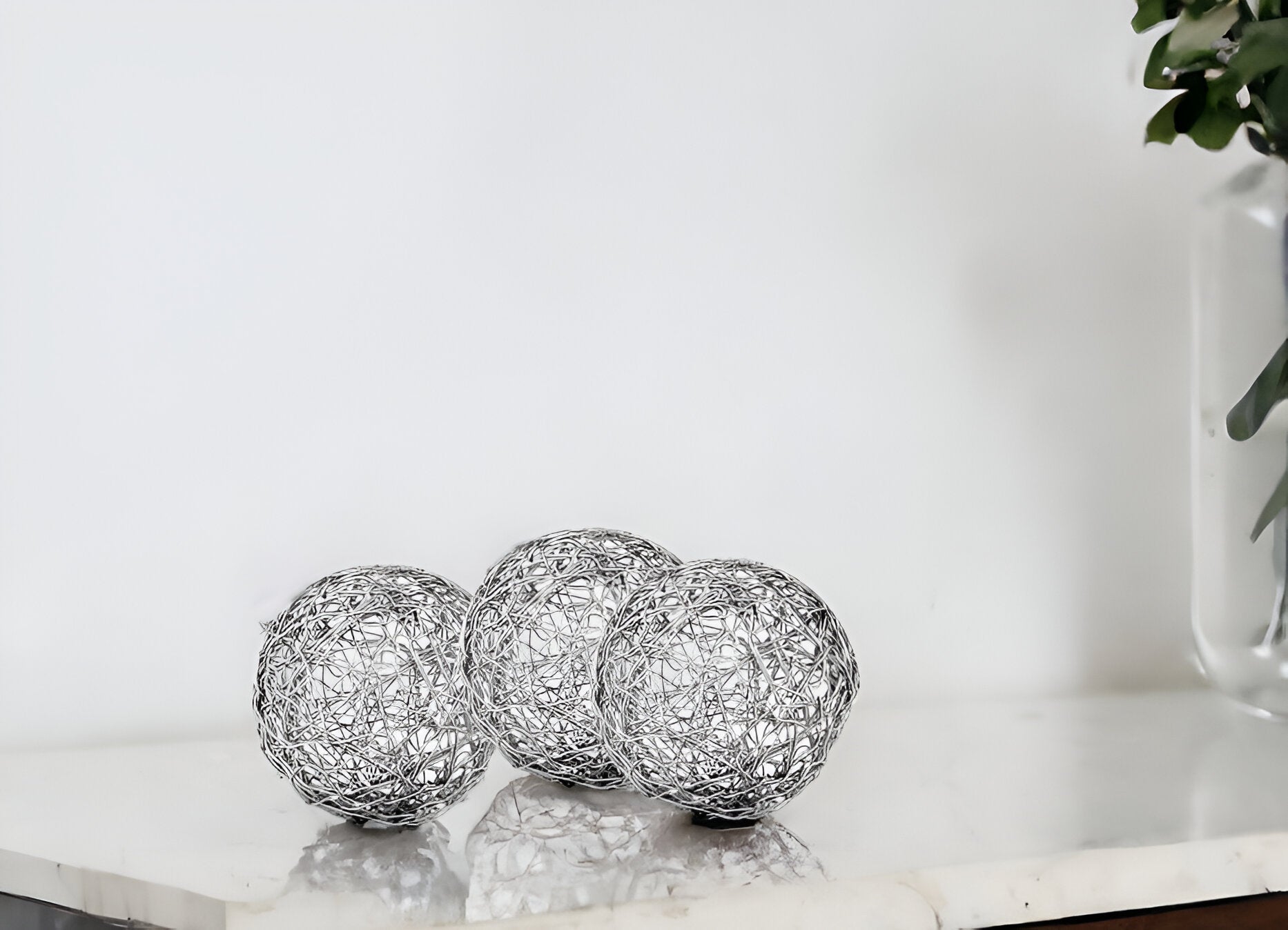 3" X 3" X 3" Shiny Nickel Silver Wire Spheres Box Of 3