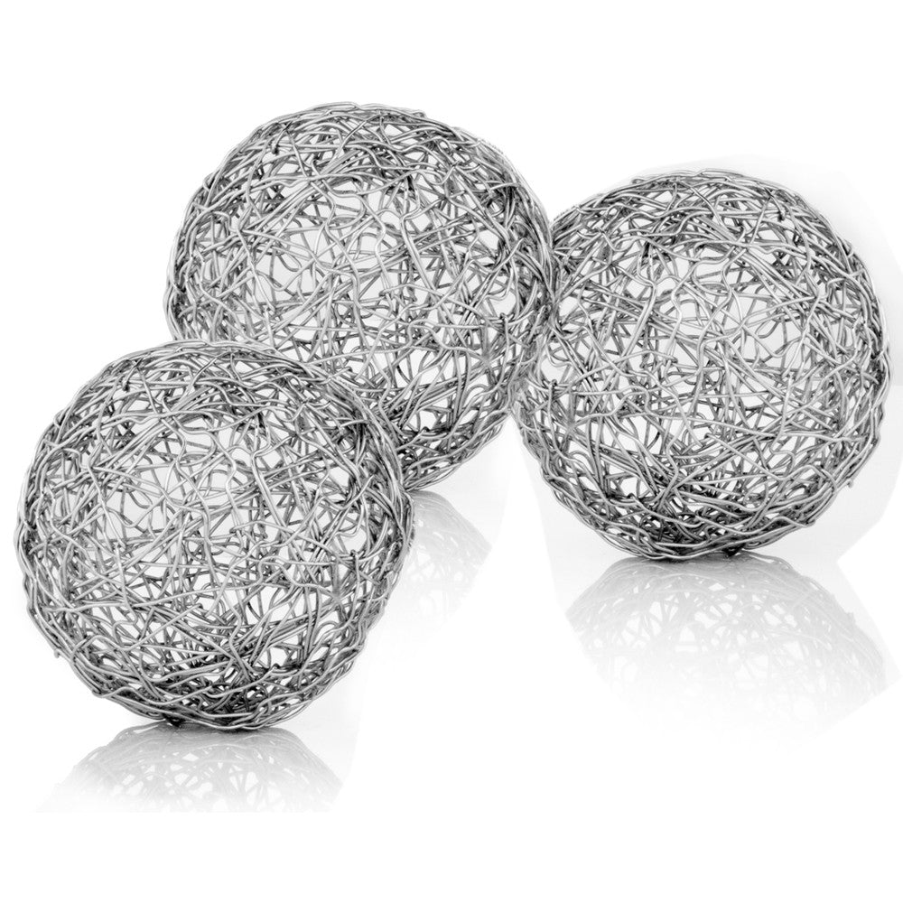 3" X 3" X 3" Shiny Nickel Silver Wire Spheres Box Of 3