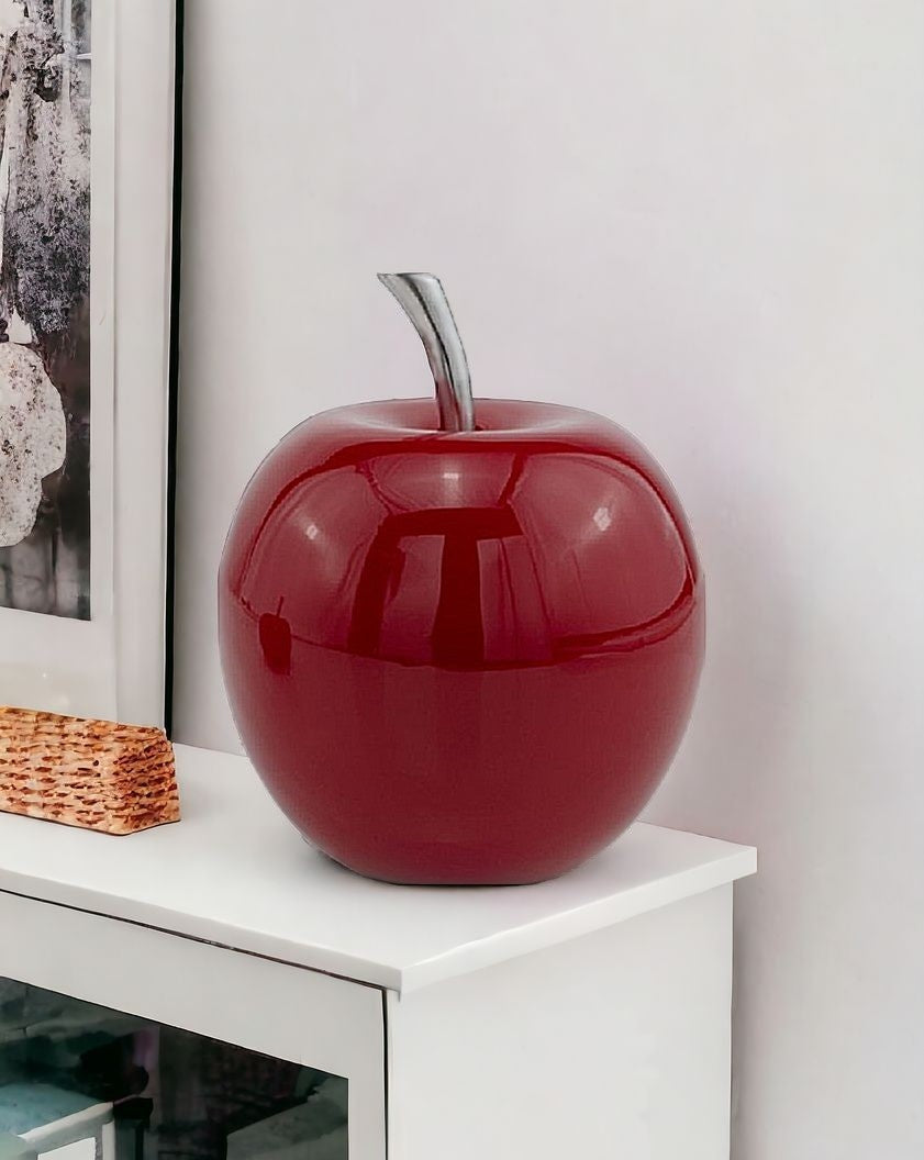 11" Red and Silver Aluminum Decorative Apple