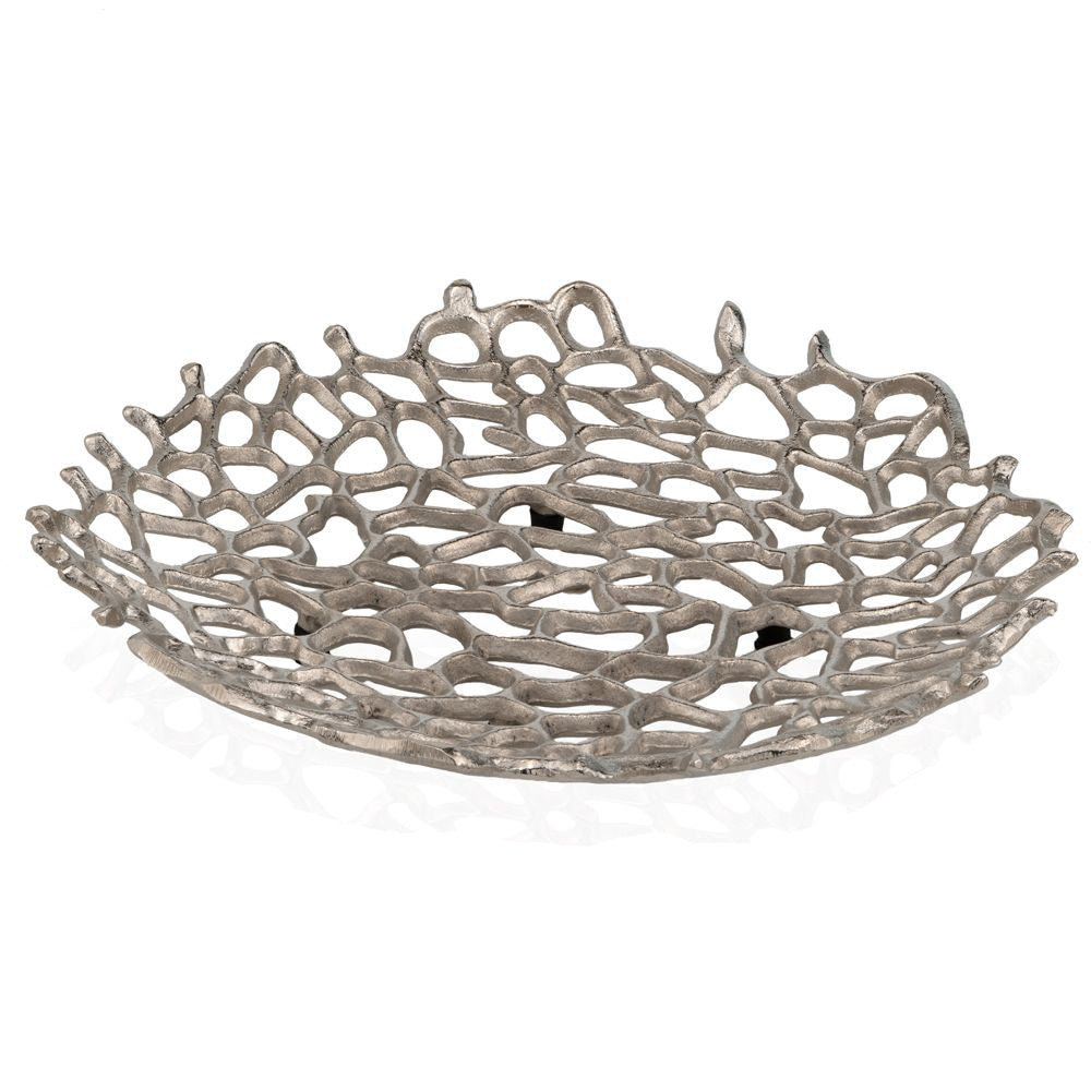 3" Silver Aluminum Coral Decorative Bowl