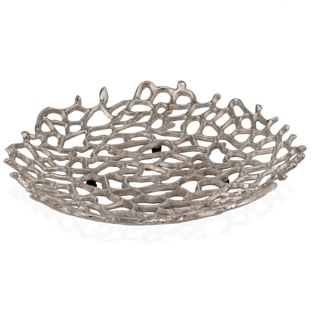 3" Silver Aluminum Coral Decorative Bowl