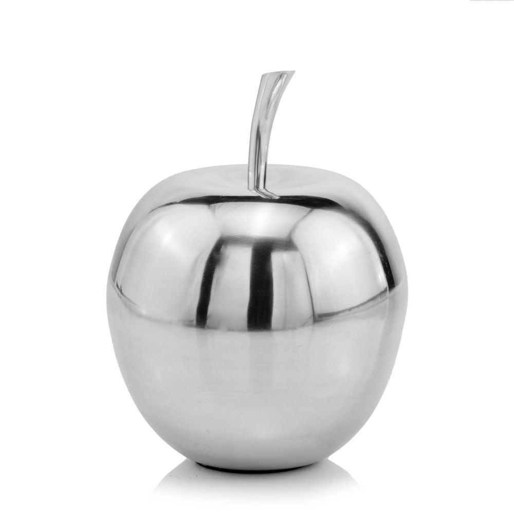 11" Silver Buffed Aluminum Decorative Apple Tabletop Sculpture