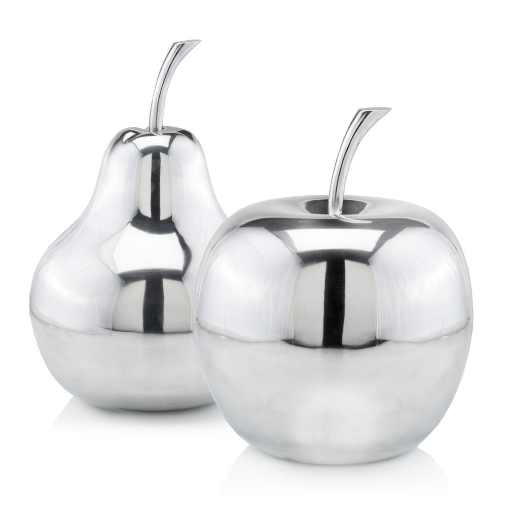 13" Silver Buffed Aluminum Decorative Apple Tabletop Sculpture