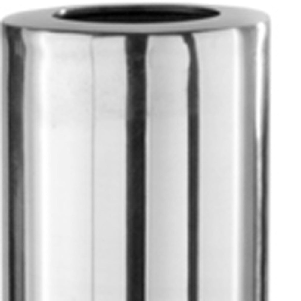 40" Silver Aluminum Cylinder Table Vase