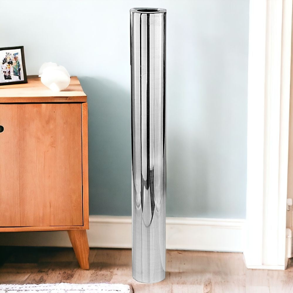 40" Silver Aluminum Cylinder Table Vase