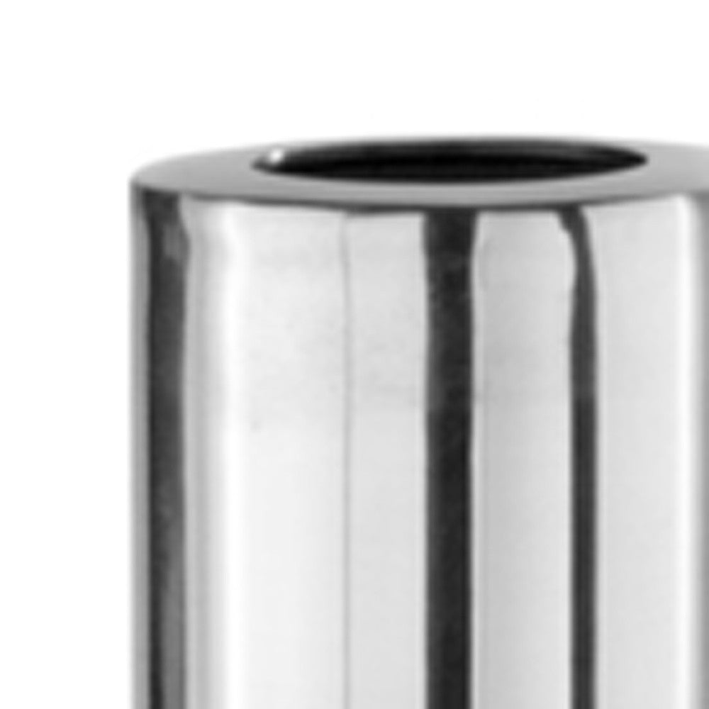 40" Silver Aluminum Cylinder Table Vase