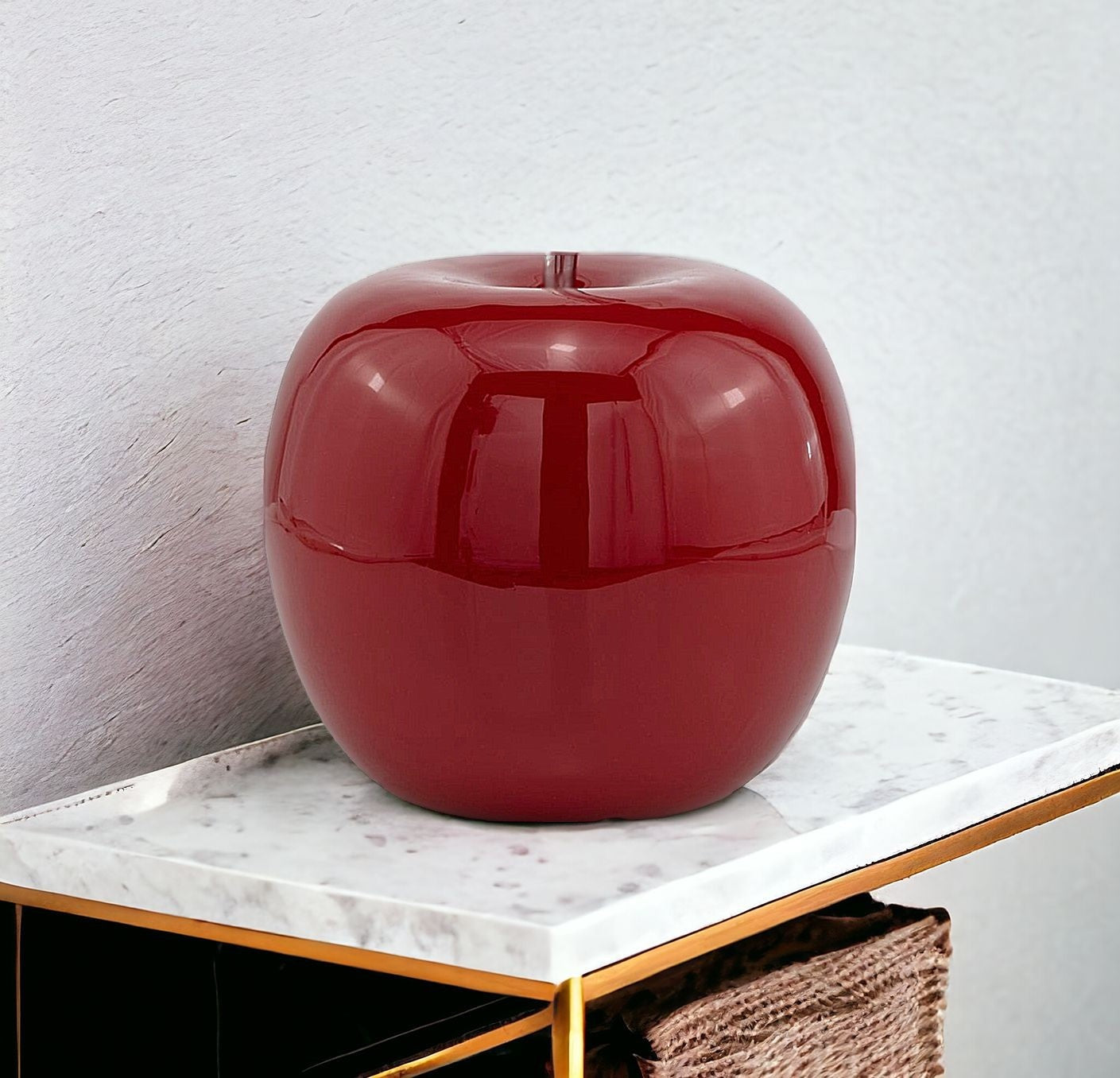 11" Red Aluminum Decorative Apple Tabletop Sculpture