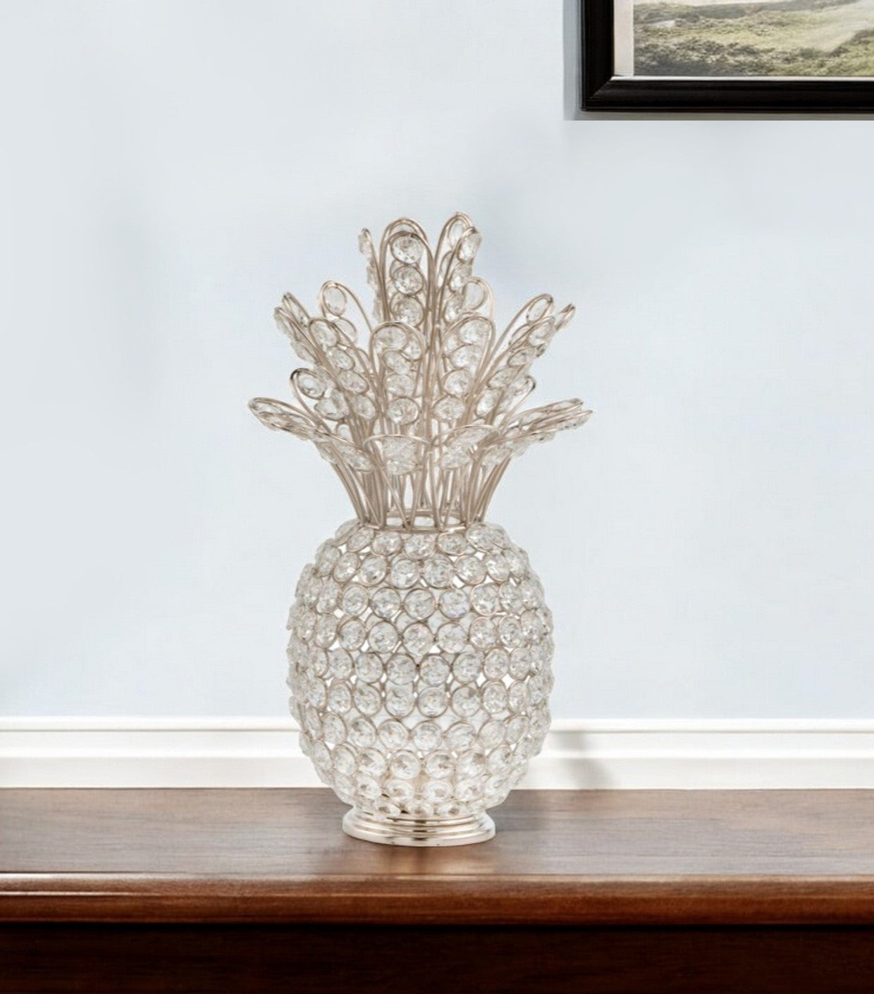 13" Silver Metal Decorative Pineapple