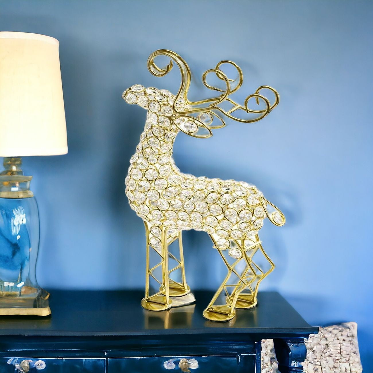 19" Gold Metal Reindeer Figurine