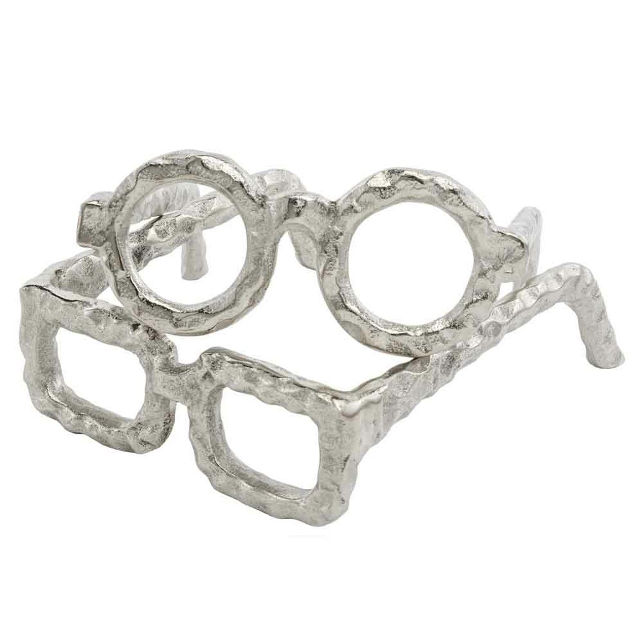 Hammered Silver Metal Eyeglasses Sculpture