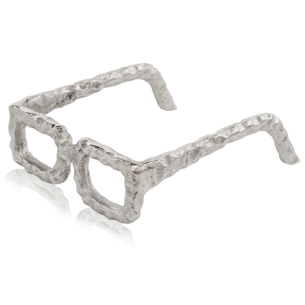 7" Silver Buffed Aluminum Decorative Eyeglasses Sculpture