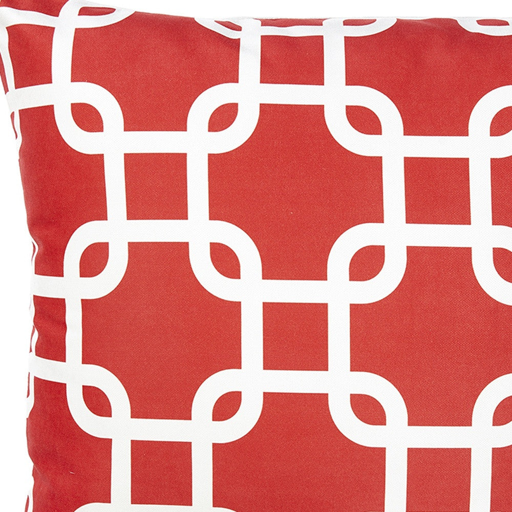 Red Lattice Decorative Throw Pillow Cover