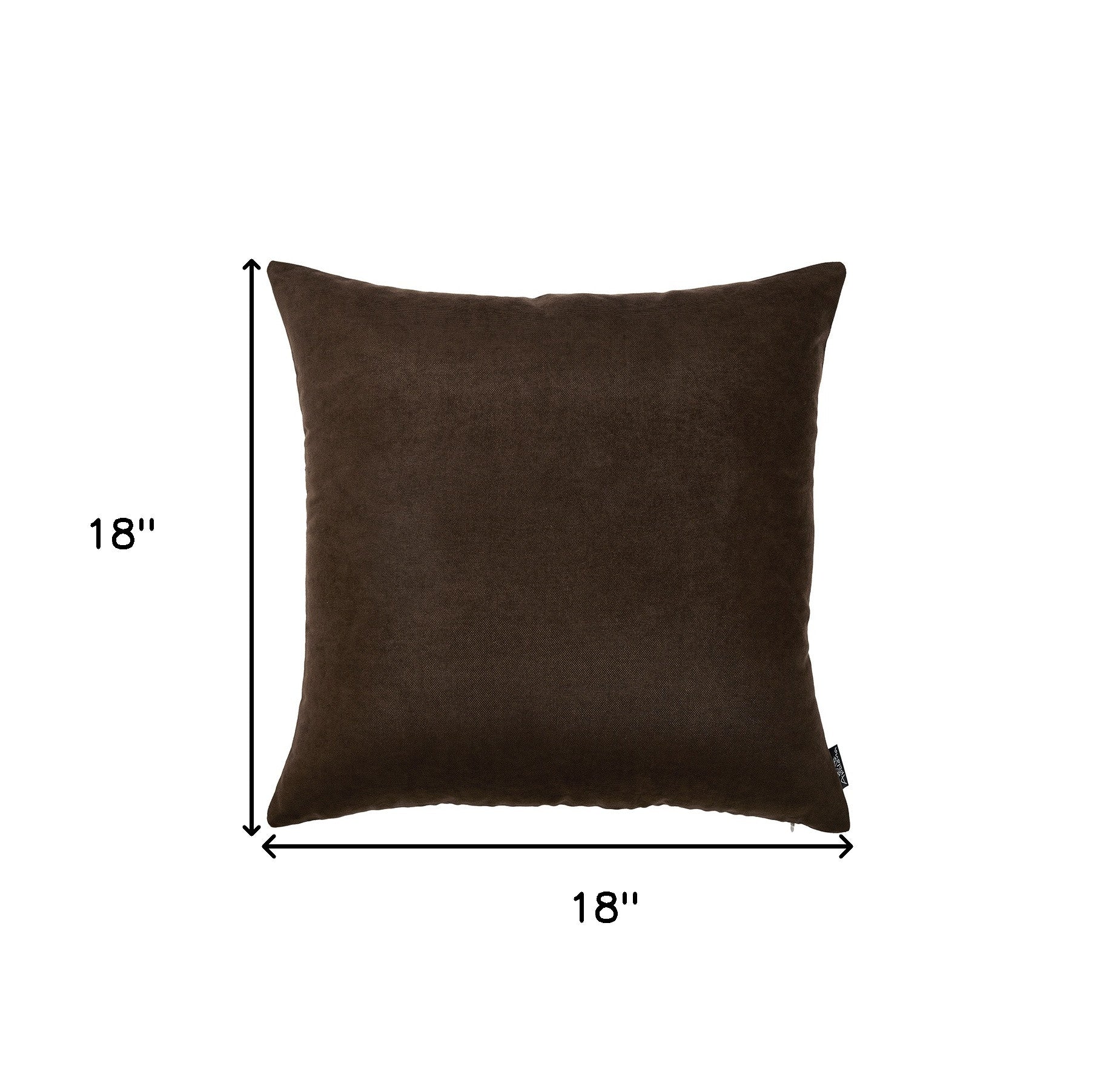 Set Of Two 18 X 18 Brown Solid Color Zippered Polyester Throw Pillow Cover