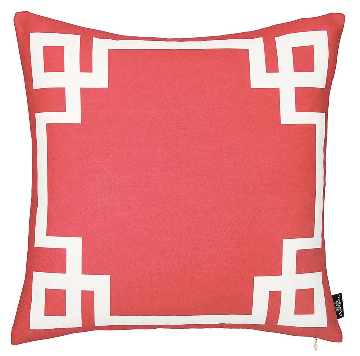 18" Red and White Geometric Throw Pillow Cover