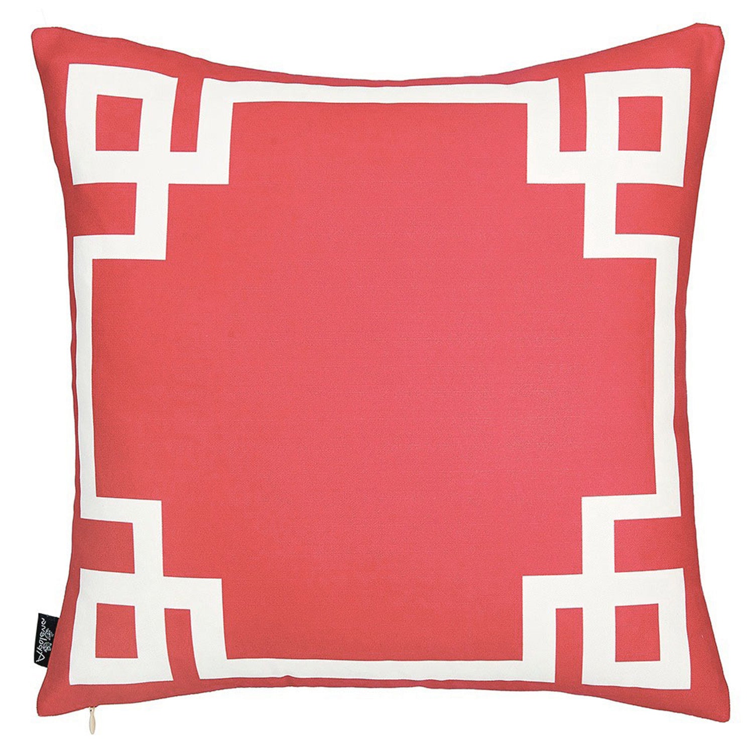 18" Red and White Geometric Throw Pillow Cover