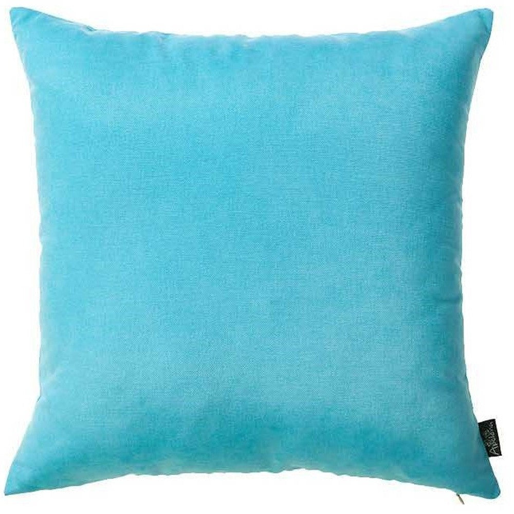 Set Of 2 Aqua Blue Brushed Twill Decorative Throw Pillow Covers