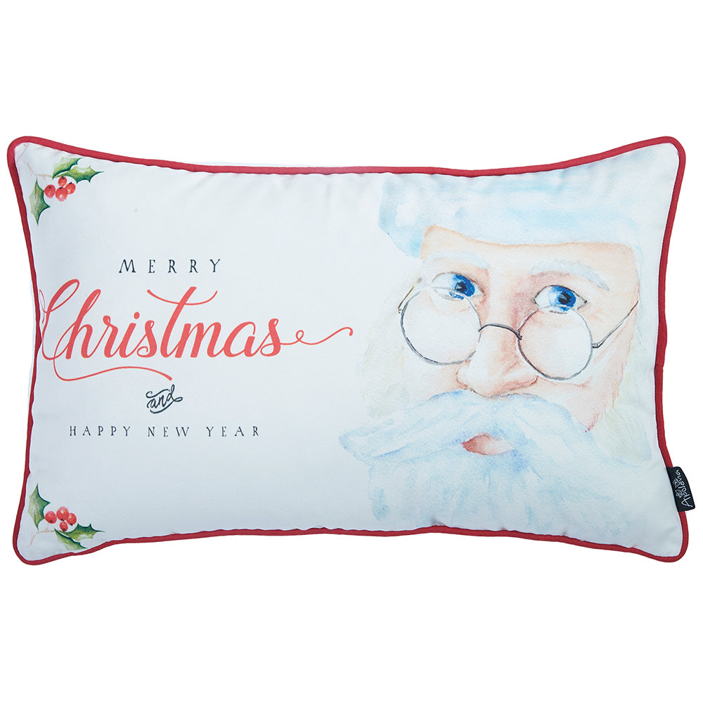 12" X 20" Red and White Christmas Santa Throw Pillow Cover