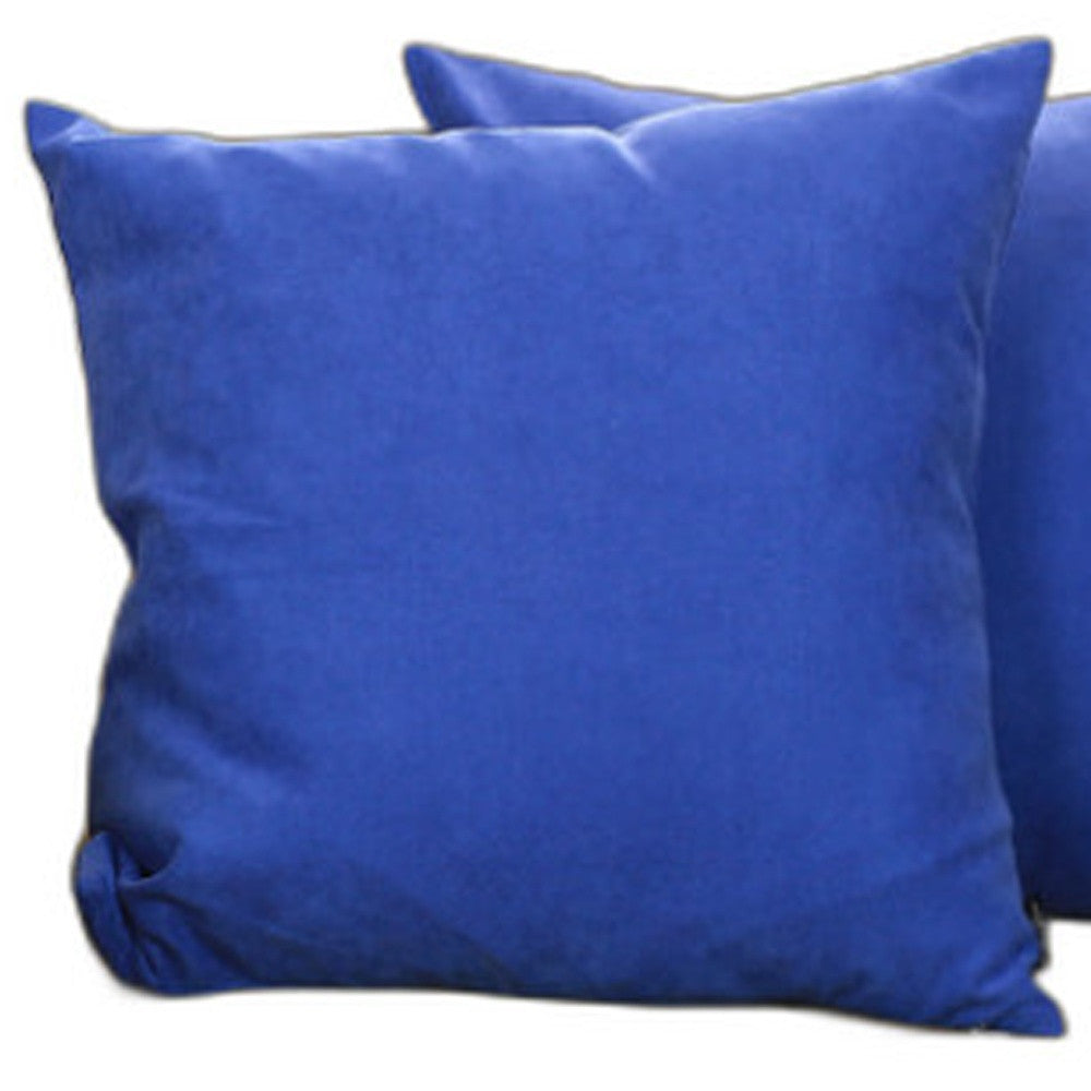 Set Of 2 Denim Blue Brushed Twill Decorative Throw Pillow Covers