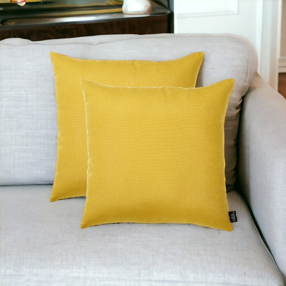 Set of Two Yellow Throw Pillow Cover