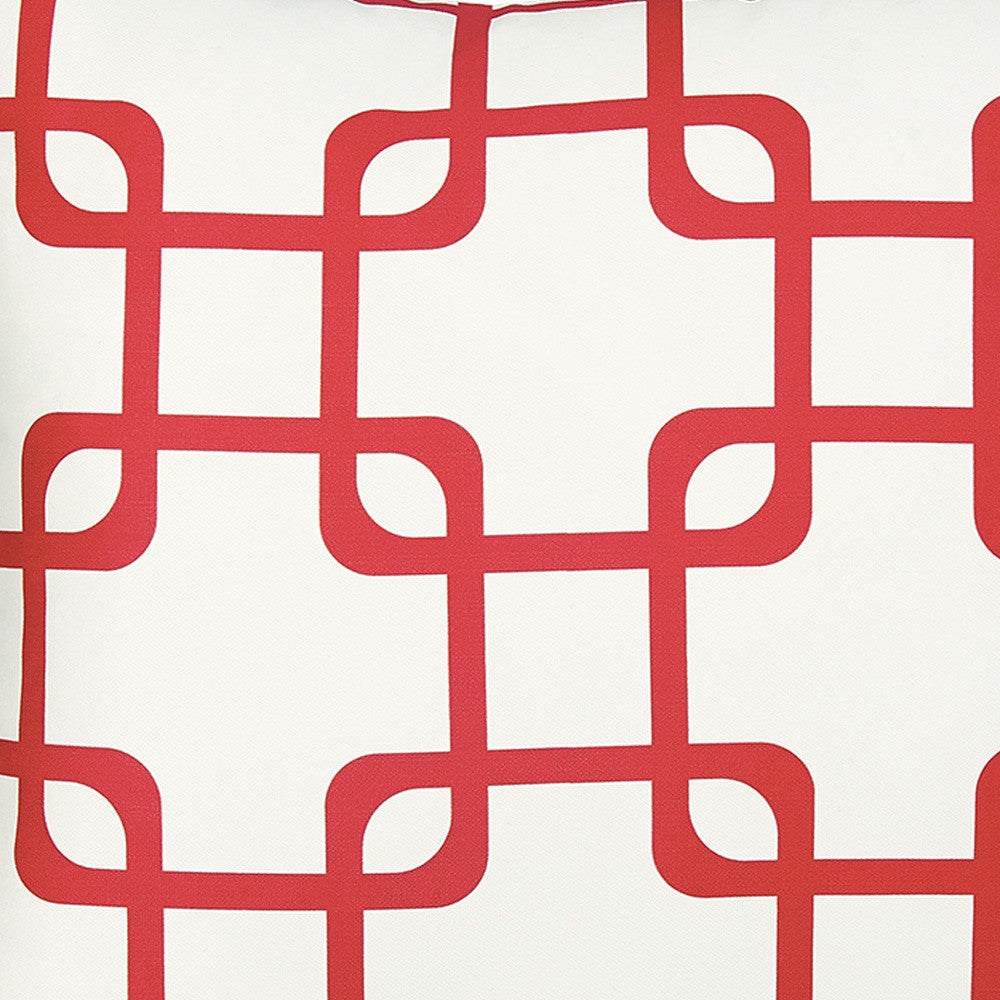 Red And White Geometric Squares Decorative Throw Pillow Cover