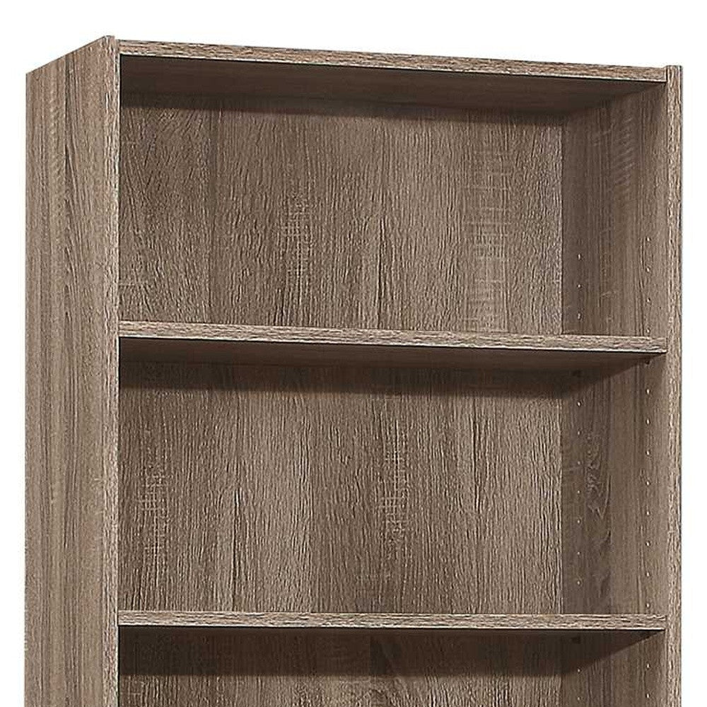 71" Taupe Wood Adjustable Bookcase