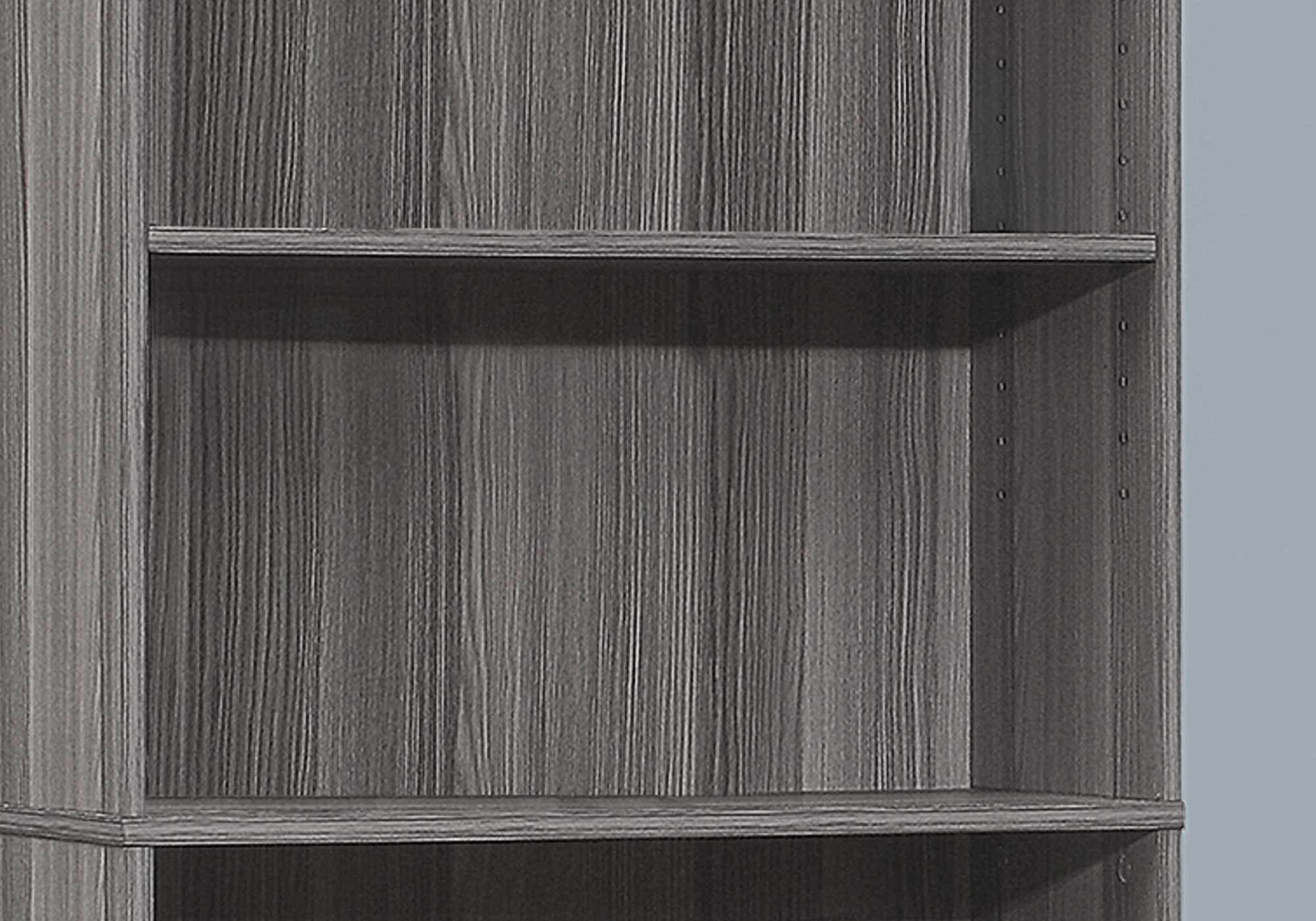 71" Gray Wood Adjustable Bookcase