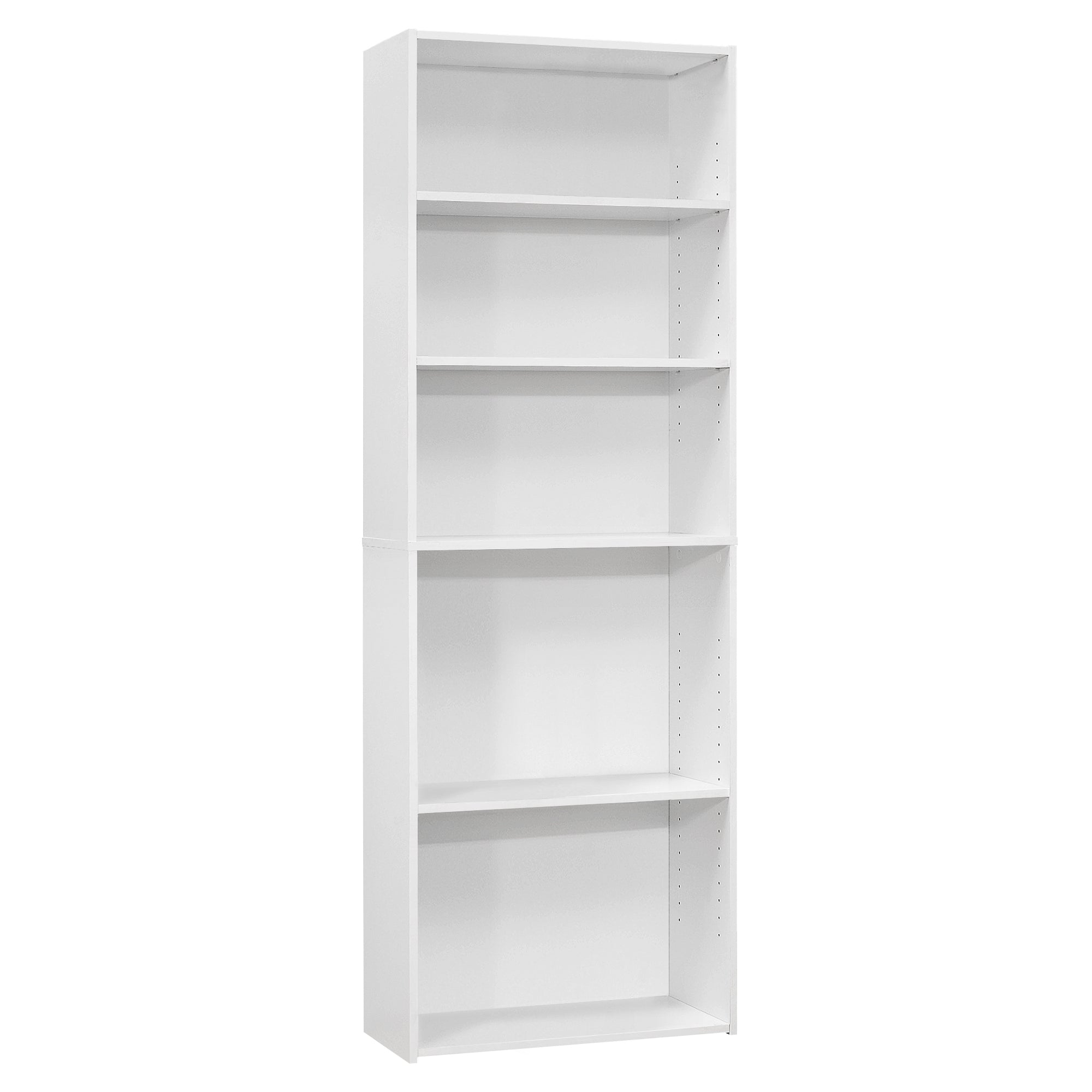 71" White Wood Adjustable Bookcase