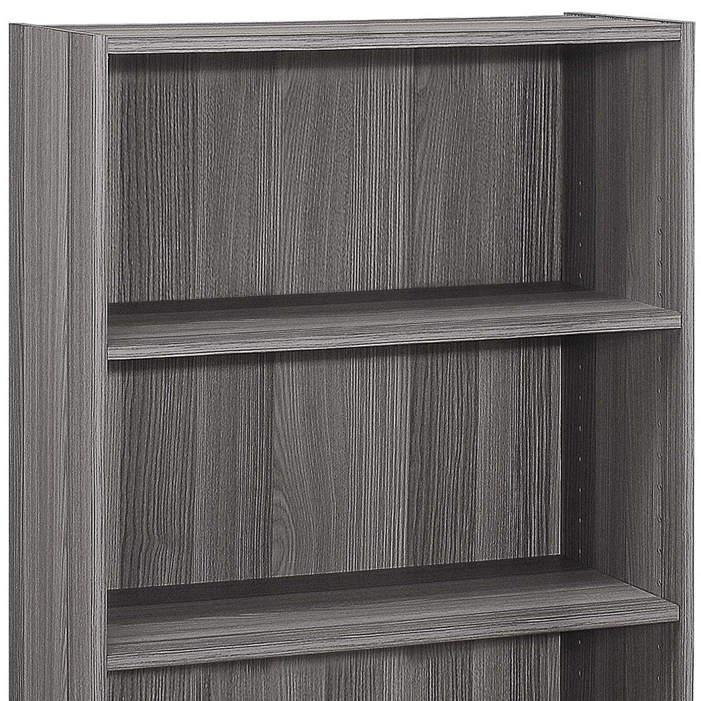 36" Gray Wood Adjustable Bookcase