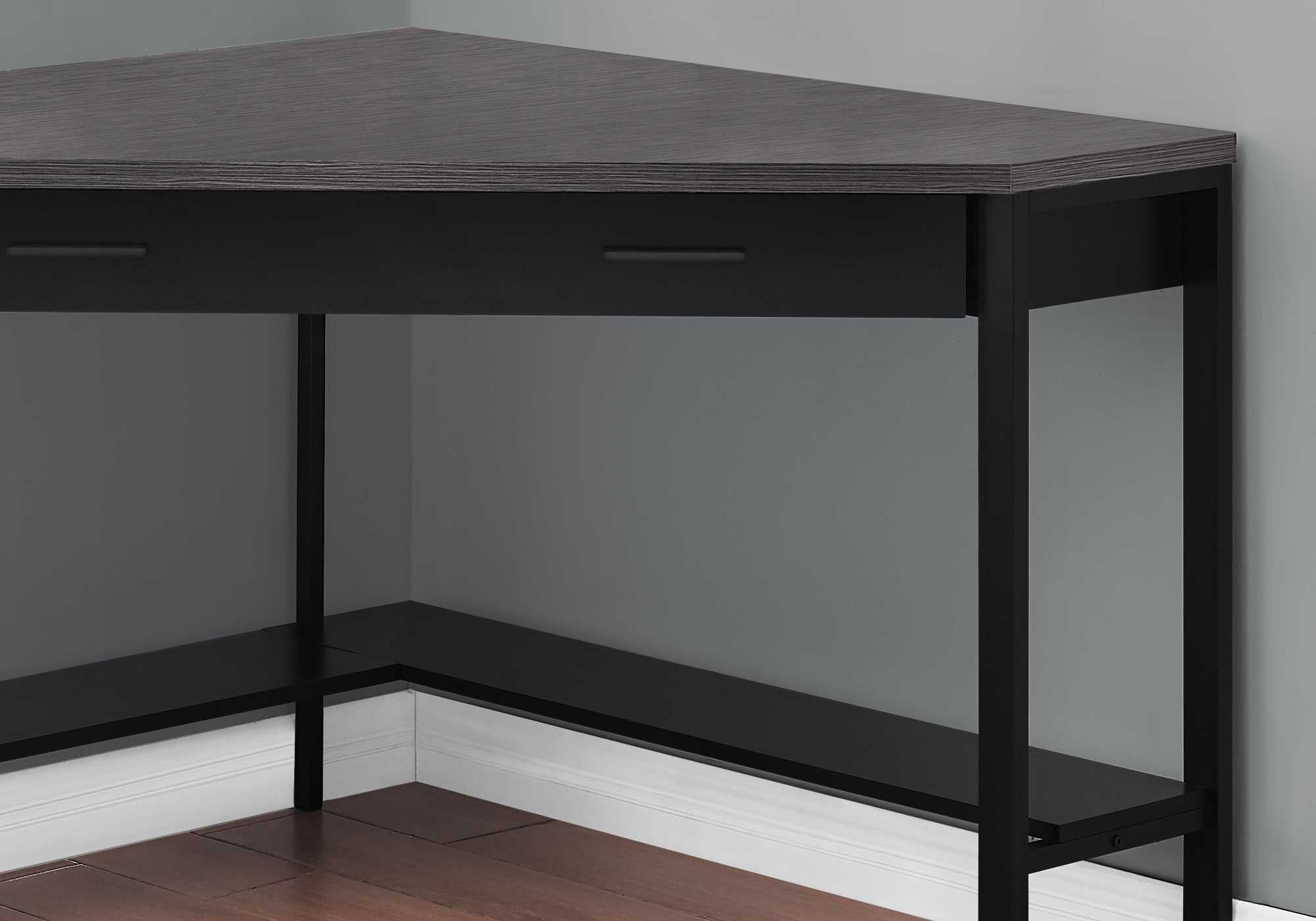 Black And Grey Top Corner Computer Desk