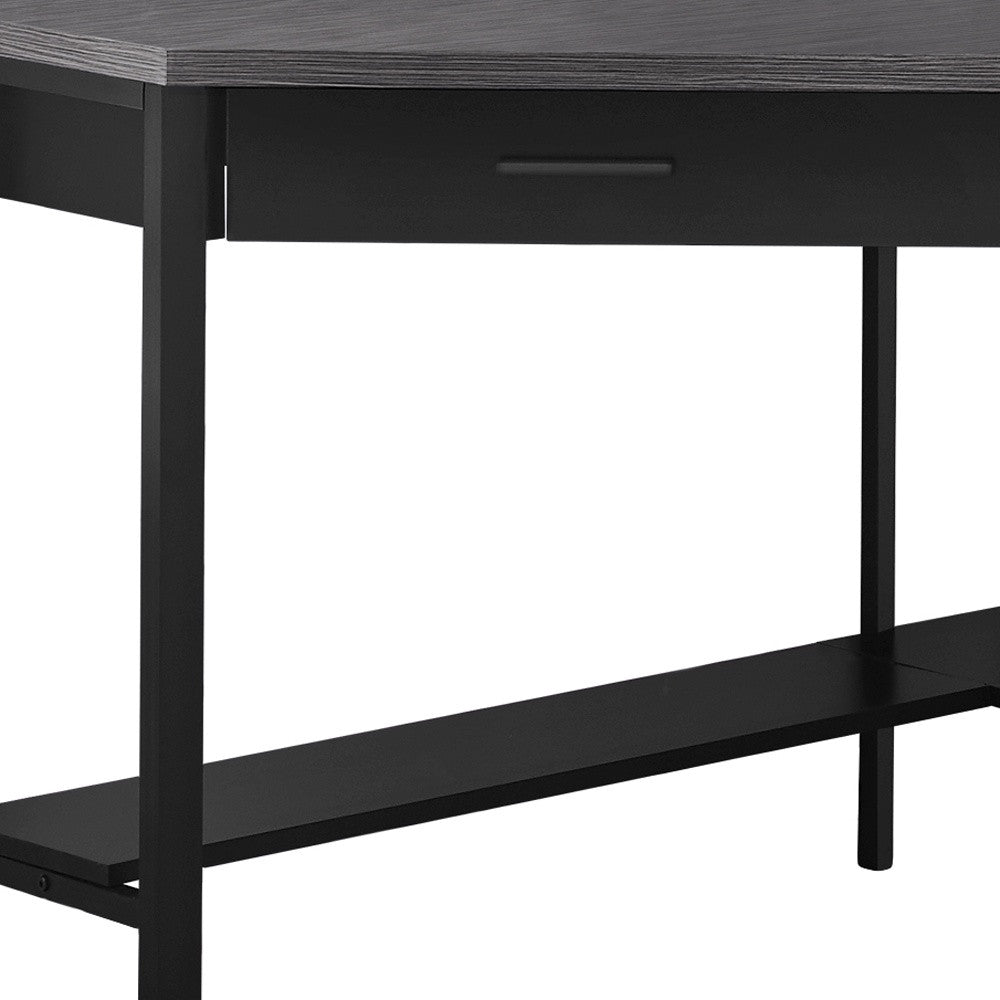 Black And Grey Top Corner Computer Desk