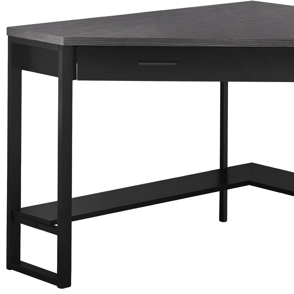 Black And Grey Top Corner Computer Desk